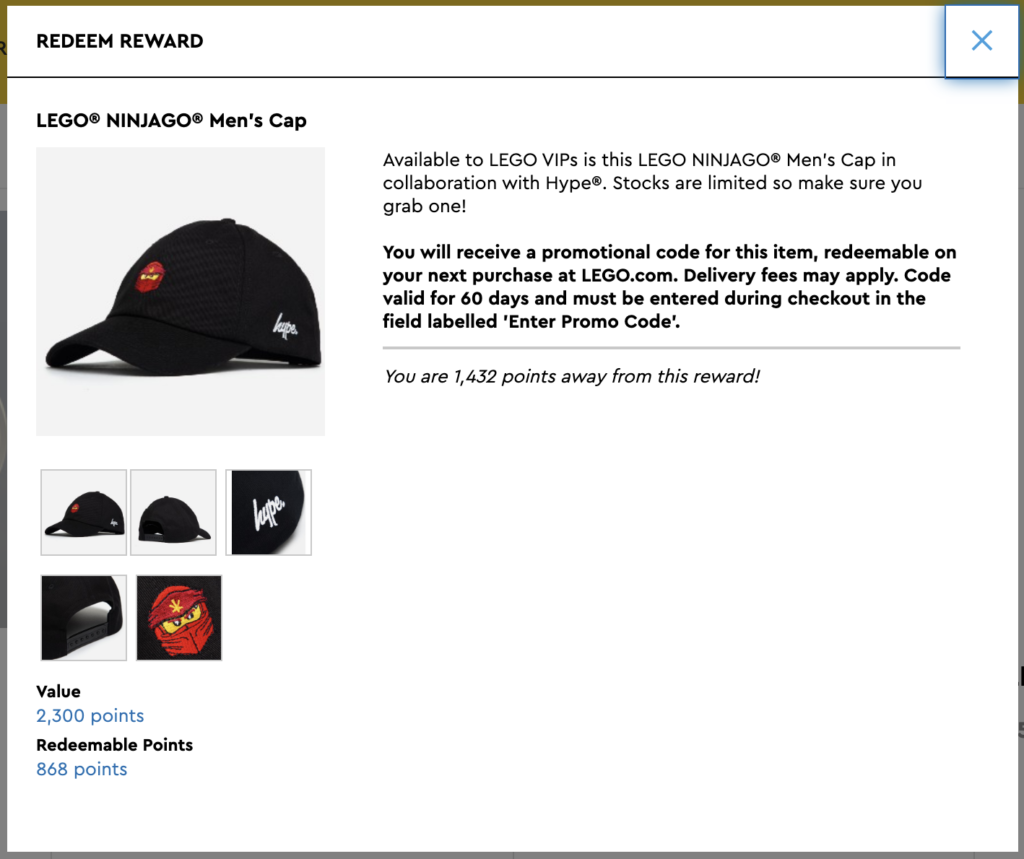 LEGO NINJAGO x HYPE Mens Cap VIP reward