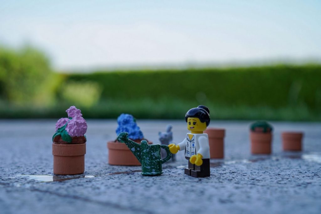 Brick Pic of the Day: Watering the flowers