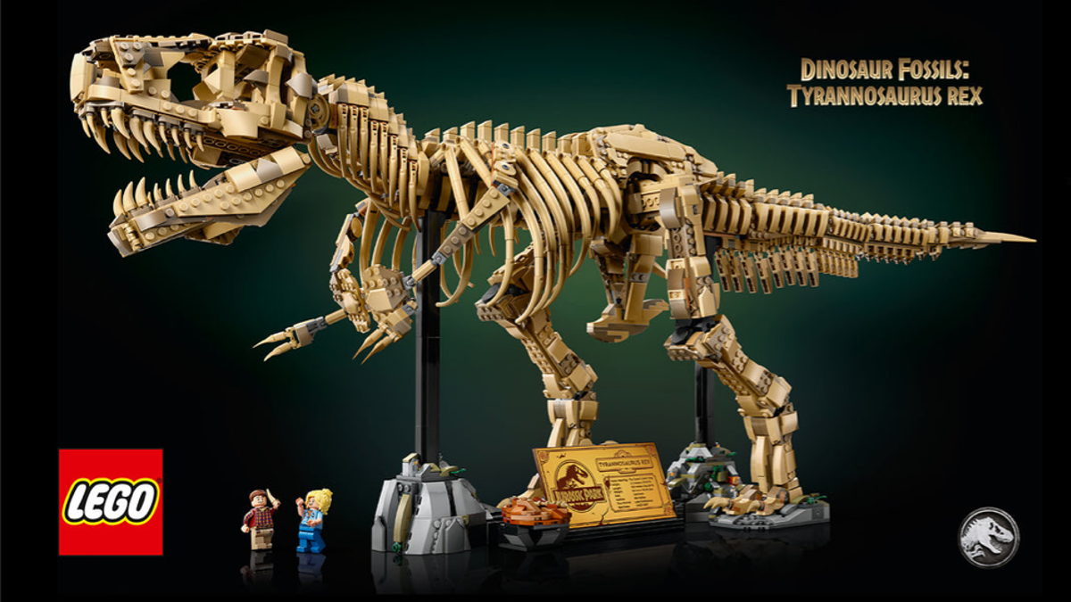 Here's why LEGO Jurassic Park's T. rex skeleton is tan (and not white)