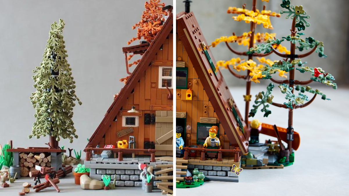 Comparing LEGO Ideas 21338 A-Frame Cabin to its original design