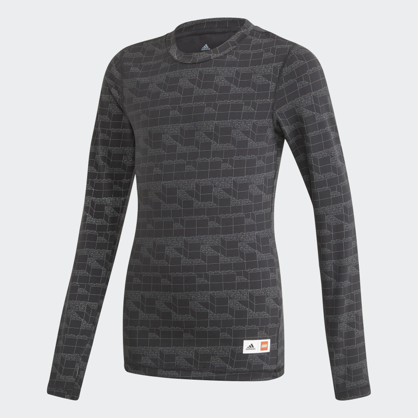 adidas x Classic LEGOr Bricks Long Sleeve Top Fitted Long Sleeve Top Black GN6778 01 laydown